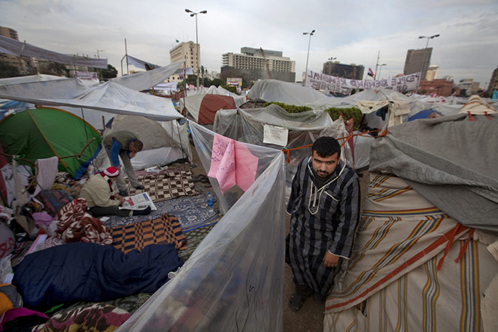 Tent city, Cairo: Protesters in tent city