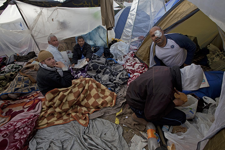 Tent city, Cairo: Protesters in tent city