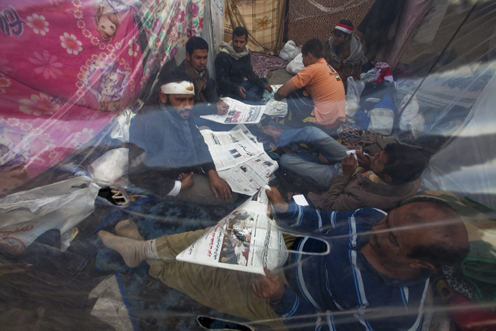 Tent city, Cairo: Protesters in tent city