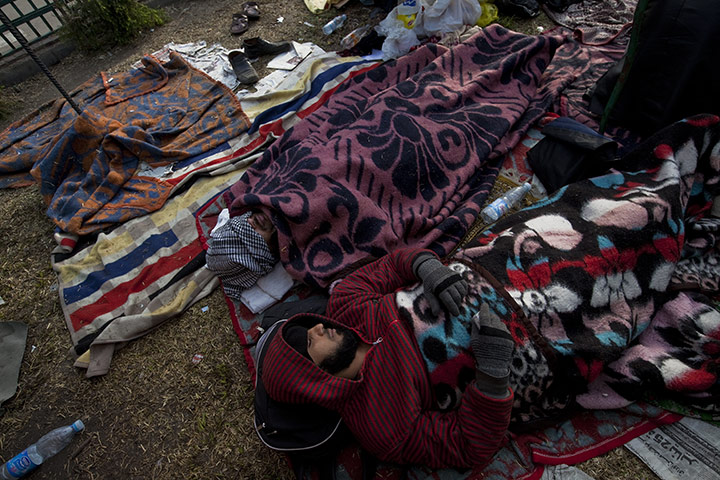 Tent city, Cairo: Protesters in tent city
