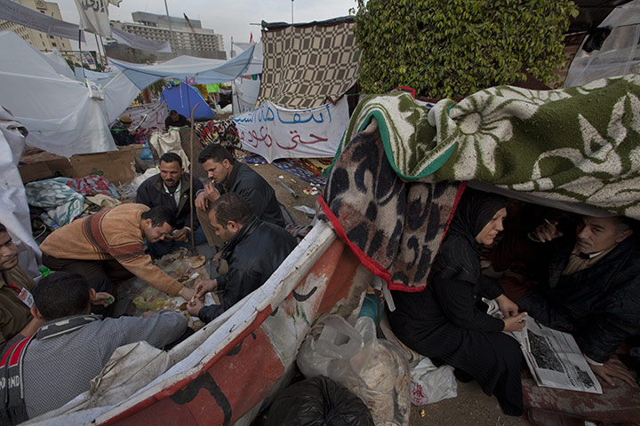 Tent city, Cairo: Protesters in tent city