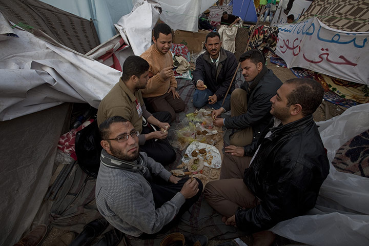 Tent city, Cairo: Protesters in tent city