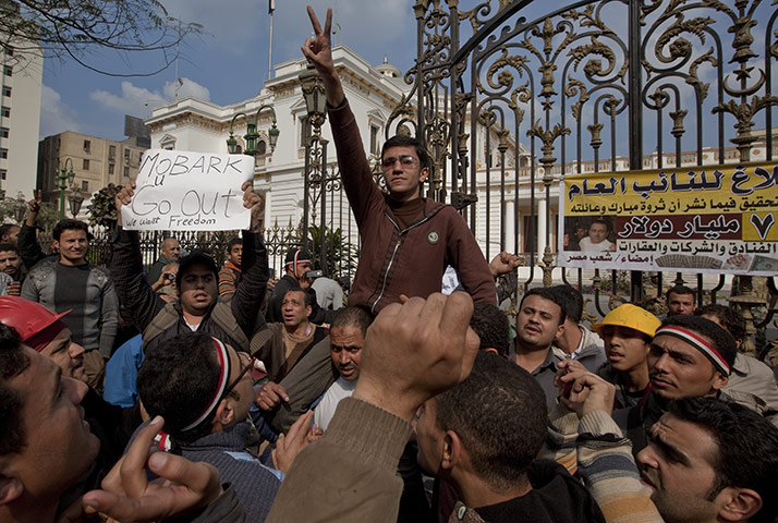 Sean Smith in Cairo: Anti-government protesters outside the Eygptian parliament Cairo