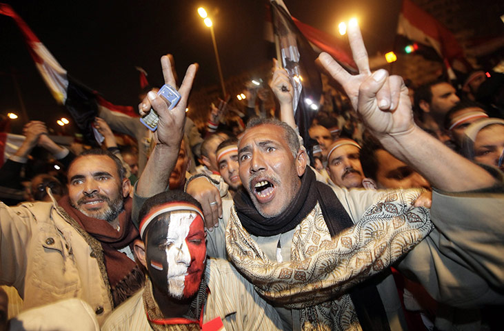 Cairo celebrates : Egyptians celebrate the removal of Mubarak from power