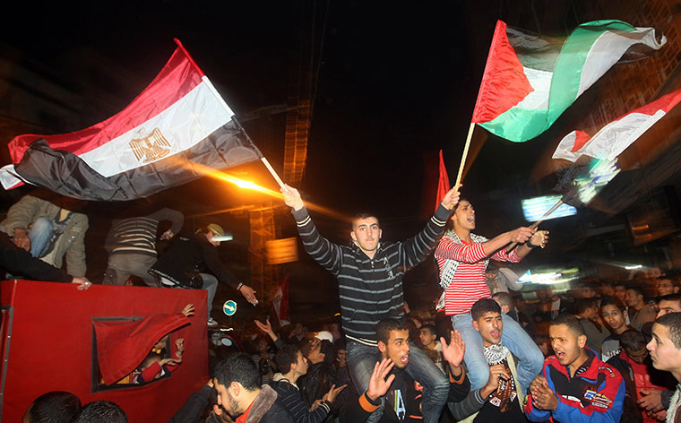 Egypt reaction: Palestinians celebrate in Gaza City on F