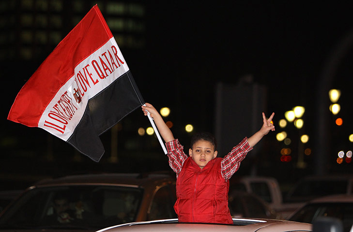 Egypt reaction: A boy waves an Egyptian flag reading 