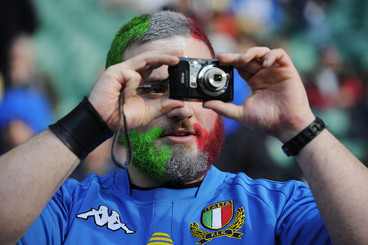 England v Italy: An Italian fan takes a picture
