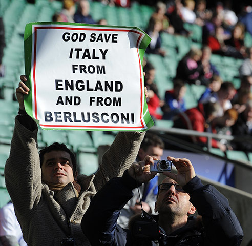England v Italy: Italian fan makes a political point