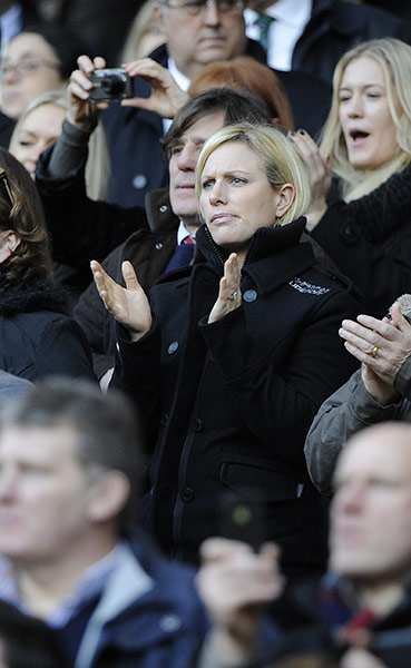 England v Italy: Zara Phillips applauds at the end of the game