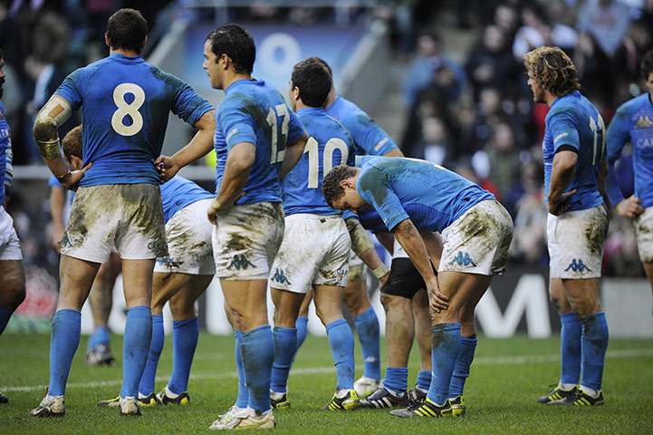 England v Italy: Dejected Italians after England's 8th try