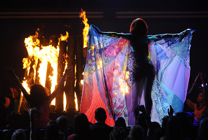Grammy Awards: Singer Rihanna performs onstage