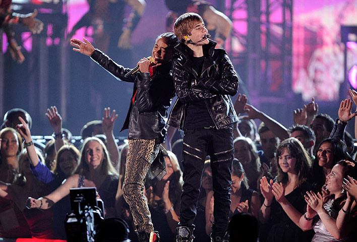Grammy Awards: Singers Jaden Smith and Justin Bieber perform onstage