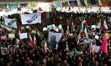 People at the funeral of Sanee Zhaleh, a student who was shot dead in Tehran, Iran