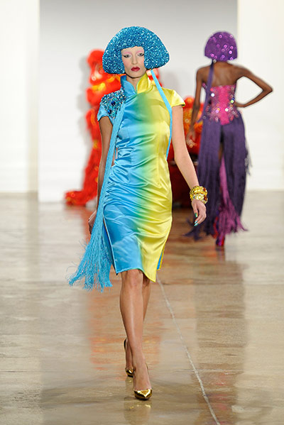 New York Fashion 160211: A model walks the runway at The Blonds Fall 2011 fashion show 