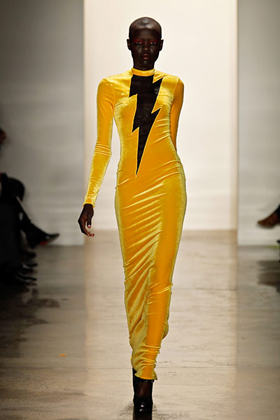 New York Fashion 160211: A model walks the runway at the Jeremy Scott Fall 2011 fashion show