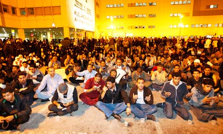 people outside Manama hospital