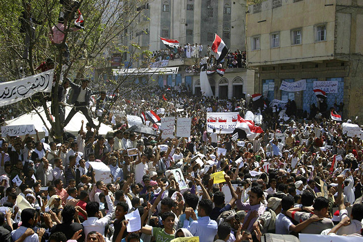 Yemen Protests: Anti-government protesters take part in a demonstration in Yemen