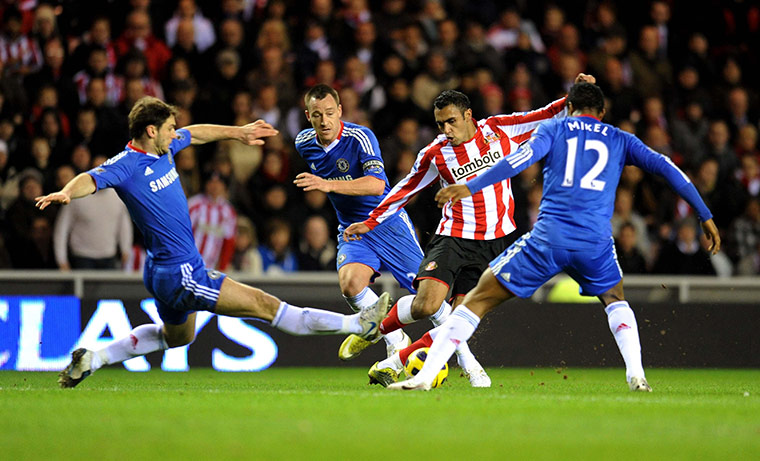 Tuesday Premier League: Sunderland's Ahmed Elmohamady tussles with Chelsea's John Terry