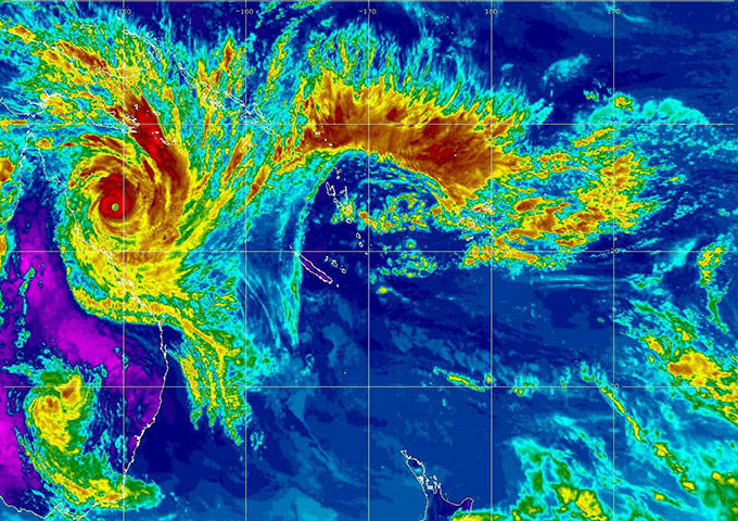 Cyclone Yasi preparations: Satellite image of Cyclone Yasi nearing the north coast of Queensland