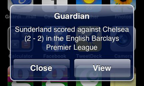 Guardian iPhone app goal alert