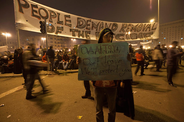 Sean Smith in Cairo: Protestors in Tahrir Square watch President Mubarak's televised speech