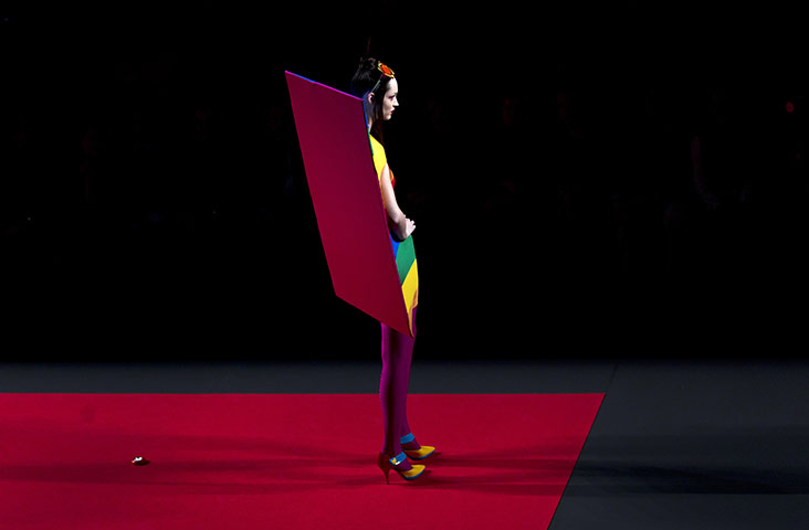 24 hours: Madrid, Spain: A model displays a design by Agatha Ruiz de la Prada
