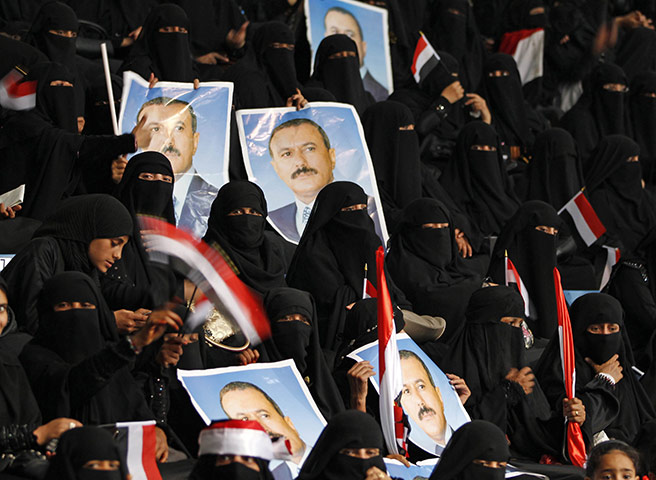 Arab protests: Sana'a, Yemen: Women supporters of President Ali Abdullah Saleh 