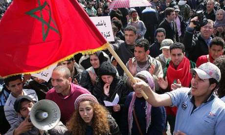 Protesters march in Rabat, Morocco 