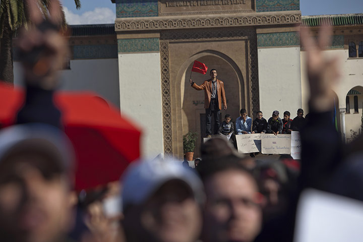 24 hours: Casablanca, Morocco: Protesters at a demonstration 