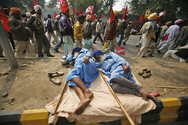 24 hours in pictures: Demonstrators during a protest rally in New Delhi