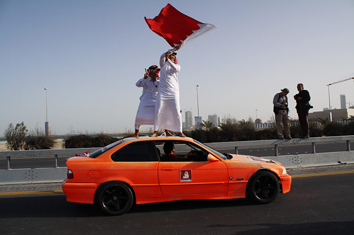 from the agencies: Pro-government demonstrators in Bahrain