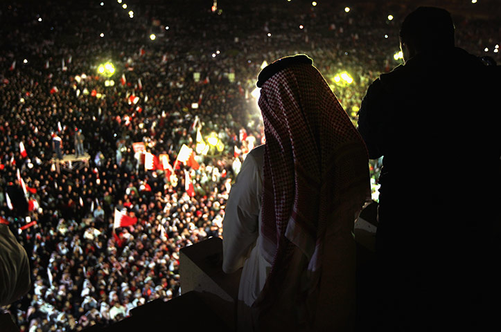 from the agencies: pro-government demonstrators in bahrain