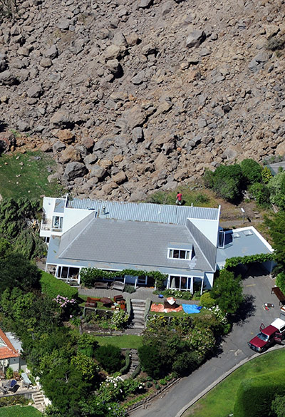 Christchurch earthquake: Luxury homes stand on the edge of a landslide in Redcliffs