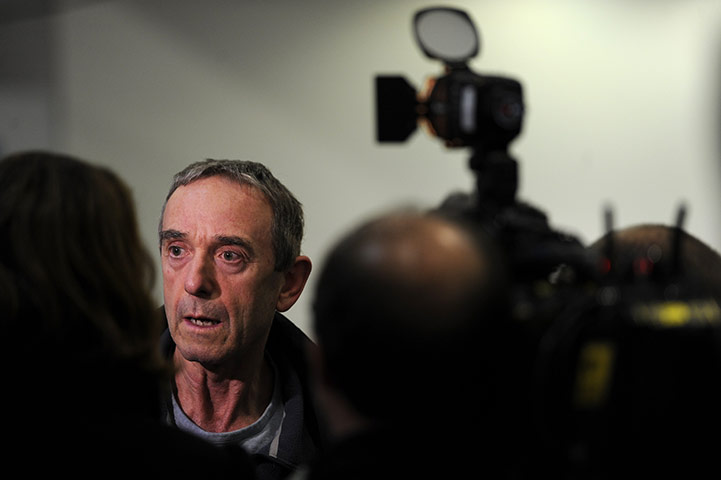 Libya 25: Stuart Rees talks to the media after flying in from Libya at Gatwick