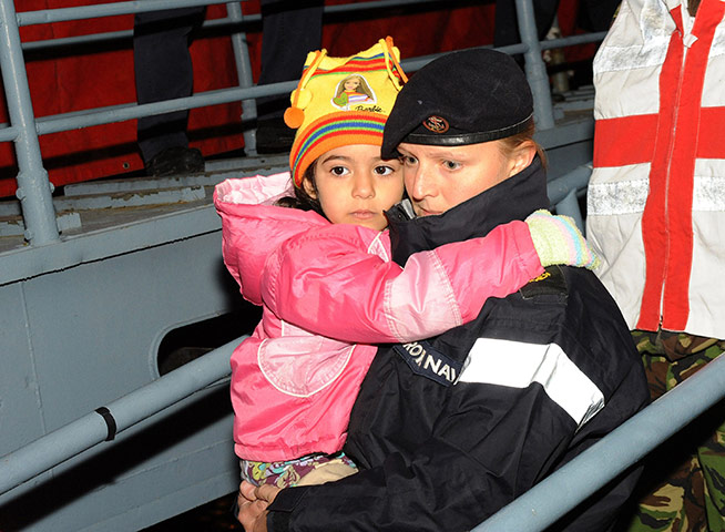 Libya 26 Feb: HMS Cumberland carries evacuees to safety in Malta from Libya