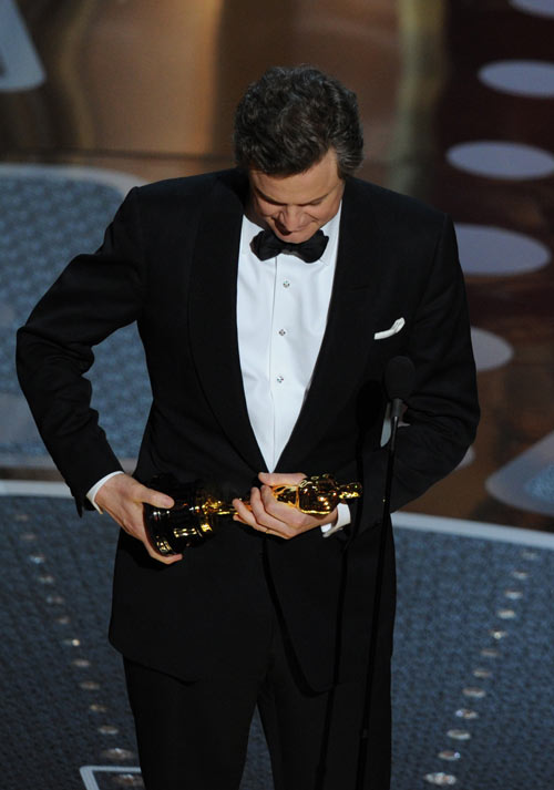Colin Firth holds the best actor Oscar
