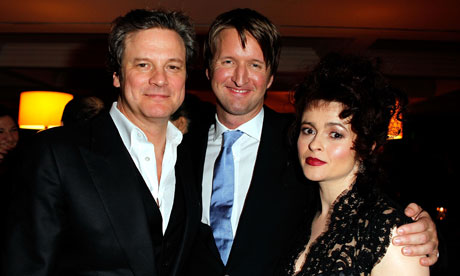 Colin Firth, Tom Hooper and Helena Bonham Carter