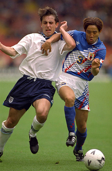 Gary Neville retires: Gary Neville makes England debut against Japan at the age of 20