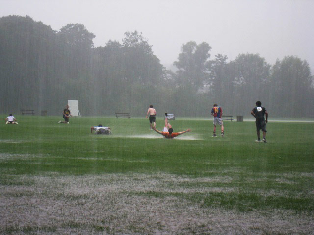 In pictures: play: Rainy sports field
