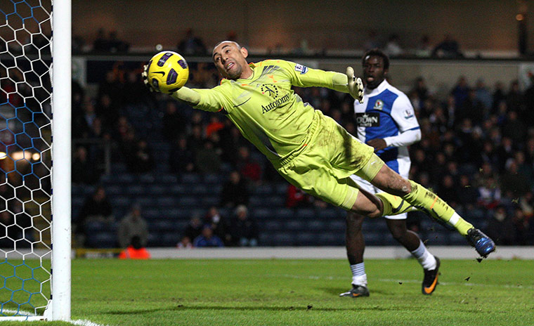 Wednesday Premier League: Tottenham's Heurelho Gomes makes a save against Blackburn Rovers