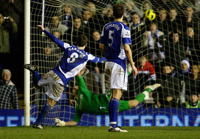 Wednesday Premier League: Birmingham City's Craig Gardener shoots to score his teams second goal