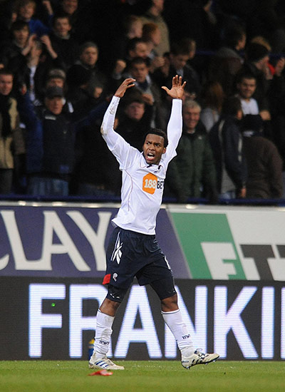 Wednesday Premier League: Bolton's Daniel Sturridge celebrates after scoring the winning goal during 