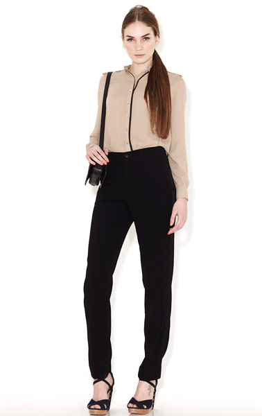 Line-up: Blouses: Leather button stand blouse