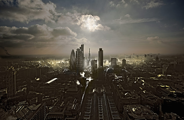 Week in Business: Aerial view of the City of London witht he Shard under construction