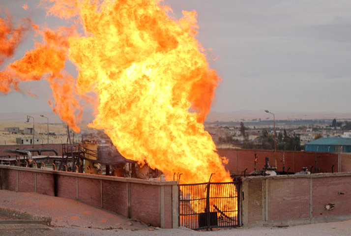 Egypt 05/02: Flames rise from a gas pipeline explosion