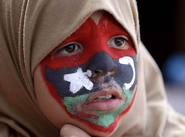 Libya unrest continues: A young anti-Libyan Gaddafi protester