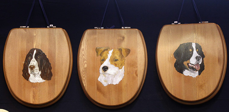 Crufts Friday: Wooden toilet seats with dog images for sale