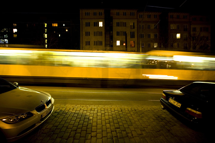Felix Clay in Berlin: a tram at night
