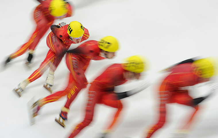 Speed Skating Jenkins: World Short Track Speed Skating in Sheffield Chinesea warm up