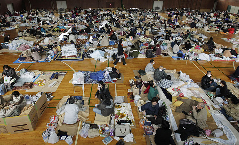 Japan Earthquake : Evacuees, who fled from the vicinity of Fukushima nuclear power plant, r
